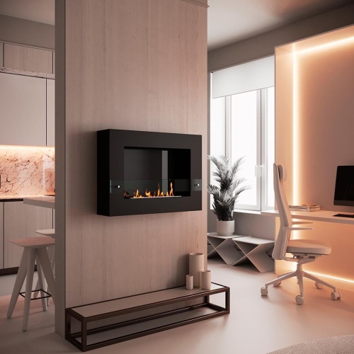 Биокамин SteelHeat WALL GRAND 900 черный, стекло SteelHeat