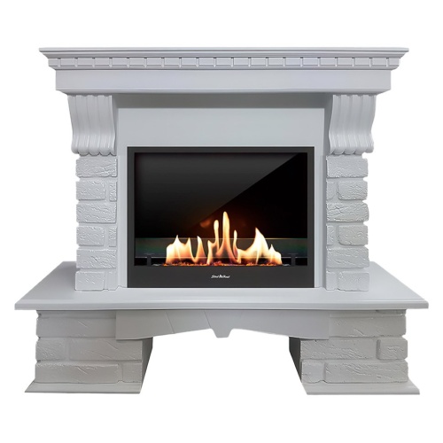 Биокамин в портале SteelHeat Brik, стекло, стемалит SteelHeat