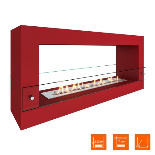 Биокамин SteelHeat WALL FRAME ONE 1000 красный, стекло SteelHeat