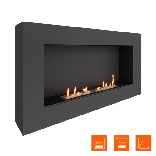 Биокамин SteelHeat WALL GRAND 1200 LITE черный, стекло, стемалит SteelHeat