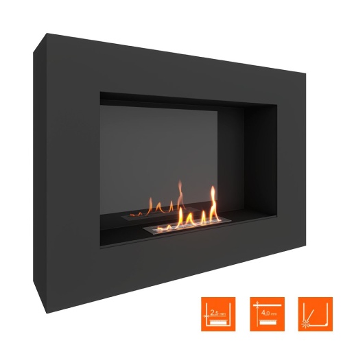 Биокамин SteelHeat WALL GRAND 900 LITE черный, стемалит SteelHeat