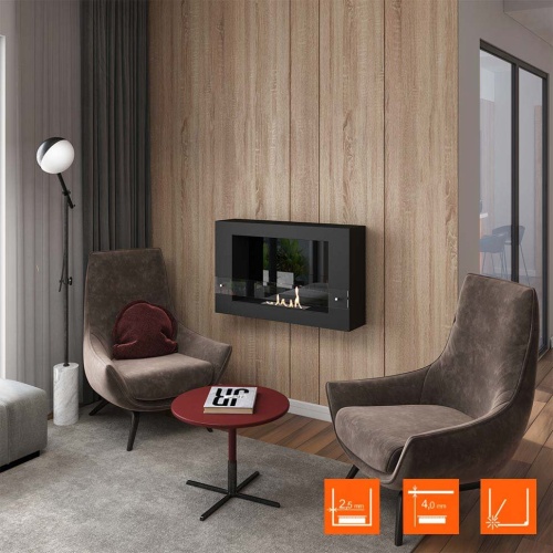 Биокамин SteelHeat WALL LONG 900 LITE черный SteelHeat
