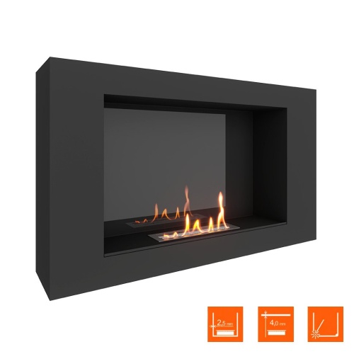 Биокамин SteelHeat WALL LONG 900 LITE черный, стемалит SteelHeat
