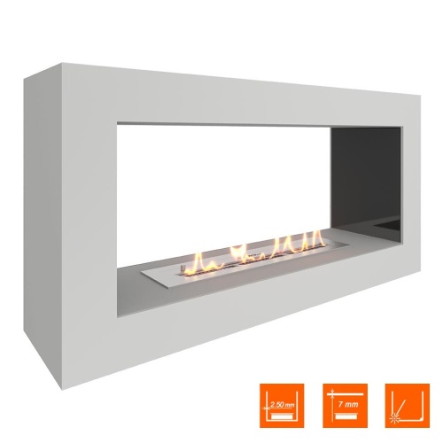 Биокамин SteelHeat WALL FRAME ONE 900 белый, стемалит SteelHeat