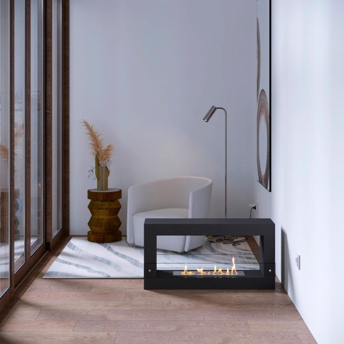 Биокамин SteelHeat WALL FRAME ONE 900 черный, стемалит SteelHeat